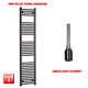 Black 1800 X 400 Mm Electric Heated Towel Rail Radiator Bathroom Prefilled Wifi