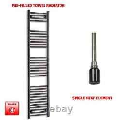 Black 1800 x 400 mm Electric Heated Towel Rail Radiator Bathroom Prefilled WIFI