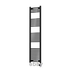 Black 300 mm Electric Heated Towel Rail Radiator Bathroom Prefilled WIFI Smart