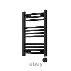 Black 400 mm Electric Heated Towel Rail Radiator Bathroom Prefilled WIFI Smart