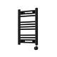 Black 400 Mm Electric Heated Towel Rail Radiator Bathroom Prefilled Wifi Smart