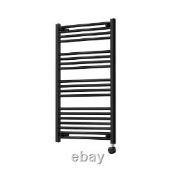 Black 600 mm Electric Heated Towel Rail Radiator Bathroom Prefilled WIFI Smart
