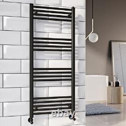 Black Bathroom 800 1200 Straight Heated Towel Rail RadiatorLadder Heating Valves