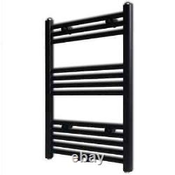 Black Bathroom Central Heating Towel Rail Radiator Straight 500x764mm vidaXL