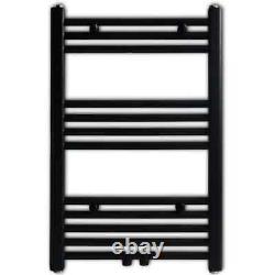 Black Bathroom Central Heating Towel Rail Radiator Straight 500x764mm vidaXL