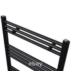 Black Bathroom Central Heating Towel Rail Radiator Straight 500x764mm vidaXL