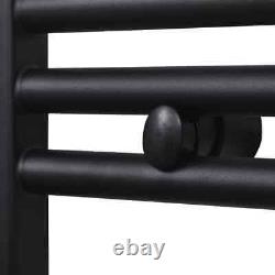 Black Bathroom Central Heating Towel Rail Radiator Straight 500x764mm vidaXL