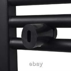 Black Bathroom Central Heating Towel Rail Radiator Straight 500x764mm vidaXL