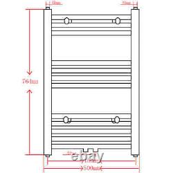 Black Bathroom Central Heating Towel Rail Radiator Straight 500x764mm vidaXL