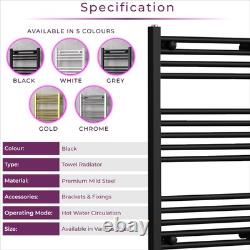 Black Bathroom Heated Radiator Towel Rail Ladder Design 1800x500