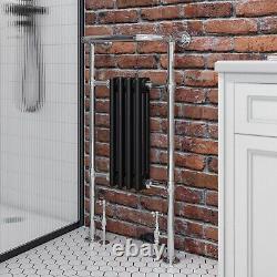 Black & Chrome Traditional Column Heated Towel Rail Radiator 952 x 479mm