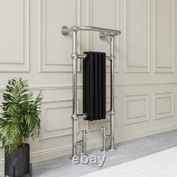 Black & Chrome Traditional Column Heated Towel Rail Radiator 952 x 479mm