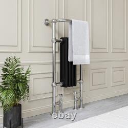 Black & Chrome Traditional Column Heated Towel Rail Radiator 952 x 479mm