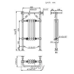 Black & Chrome Traditional Column Heated Towel Rail Radiator 952 x 479mm