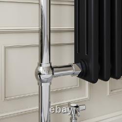 Black & Chrome Traditional Column Heated Towel Rail Radiator 952 x 479mm