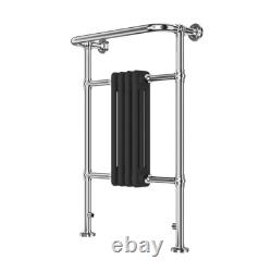 Black & Chrome Traditional Column Heated Towel Rail Radiator 952 x 479mm