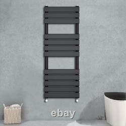 Black Designer Flat Panel Towel Rail Radiator Bathroom Warmer 1200x450 mm