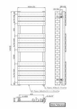Black Designer Flat Panel Towel Rail Radiator Bathroom Warmer 1200x450 mm