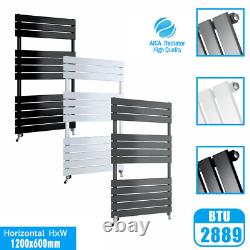 Black Designer Flat Panel Towel Rail Straight Bathroom Radiator Central Heating