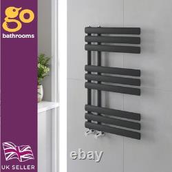 Black Designer Oval Panel Offset Heated Towel Rail Bathroom Radiator 820 x 500mm