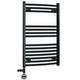 Black Dual Fuel Heated Towel Rail Radiator 500mm Width + Valves + Kit Included