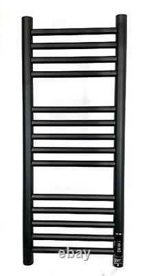 Black Electric Heated Towel Rail 300mm W x 720 H with Built in