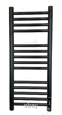 Black Electric Heated Towel Rail 300mm W x 720 H with Built in