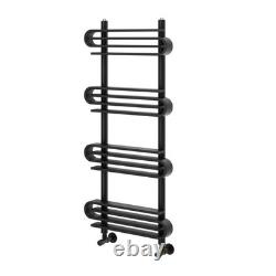 Black Heated Towel Radiator Rail (H)1100mm (W)500mm Heated Bathroom Rad