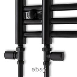 Black Heated Towel Rail 500x1500mm Flat Panel 2205 BTU Central Heating UK