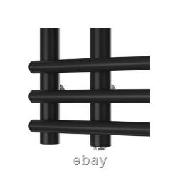 Black Heated Towel Rail 500x900mm Flat Panel 1432 BTU Central Heating UK