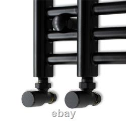 Black Heated Towel Rail 500x900mm Flat Panel 1432 BTU Central Heating UK