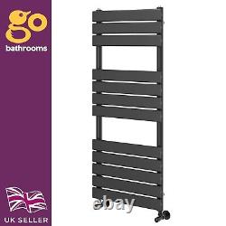 Black Heated Towel Rail Flat Panel Bathroom Ladder Heater Radiator 1200x500mm
