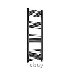 Black Heated Towel Rail Radiator Straight Ladder Warmer Heating Rad All Sizes