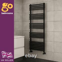 Black Heated Towel Rail for Bathrooms Modern Radiator Wall Mounted H1269xW500mm