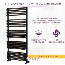 Black Heated Towel Rail for Bathrooms Modern Radiator Wall Mounted H1269xW500mm