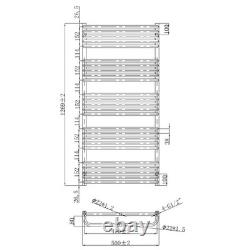 Black Heated Towel Rail for Bathrooms Modern Radiator Wall Mounted H1269xW500mm