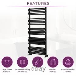 Black Heated Towel Rail for Bathrooms Modern Radiator Wall Mounted H1269xW500mm