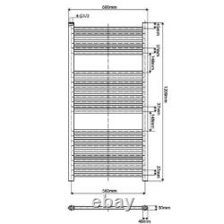 Black Ladder Heated Towel Rail 1200 Bathroom Radiator Modern Heating 1200x600mm