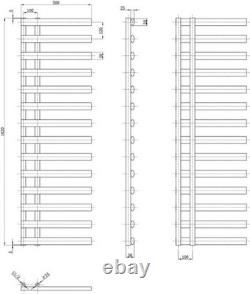 Black Modern Oval Panel Wall Designer Towel Heater Bathroom Radiator 161x50cm