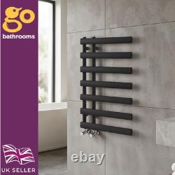 Black Offset Vertical Heated Towel Rail Modern Bathroom Radiator H78xW50cm