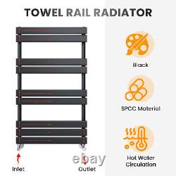 Black Towel Rail Radiator Bathroom Heater Designer Flat Panel Rads 1800x450mm