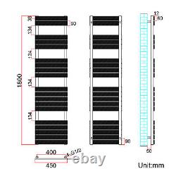 Black Towel Rail Radiator Bathroom Heater Designer Flat Panel Rads 1800x450mm