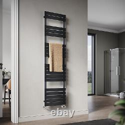 Black Towel Rail Radiator Bathroom Heater Designer Flat Panel Rads 1800x450mm