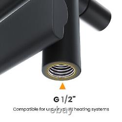 Black Towel Rail Radiator Bathroom Heater Designer Flat Panel Rads 1800x600mm