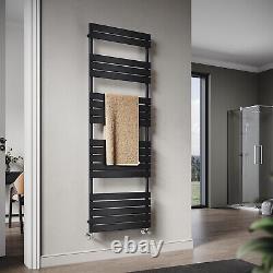 Black Towel Rail Radiator Bathroom Heater Designer Flat Panel Rads 1800x600mm