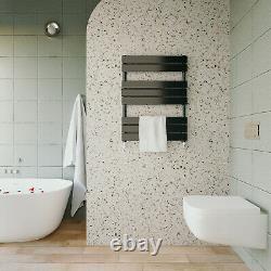 Black Towel Rail Radiator Designer Flat Panel Heated Bathroom Modern