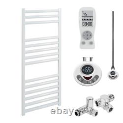 Bray Dual Fuel Thermostatic Heated Towel Rail / Bathroom Radiator + Timer, White