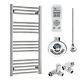 Bray Straight Chrome Heated Towel Rail / Warmer Dual Fuel, Thermostat + Timer