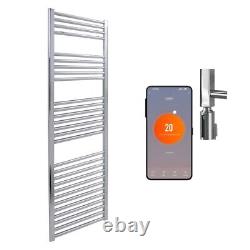 Bray Straight Chrome Wifi Electric Heated Towel Rail + Timer, Thermostat IP64