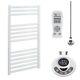 Bray Straight White Heated Towel Rail Warmer Electric, Thermostat, Timer